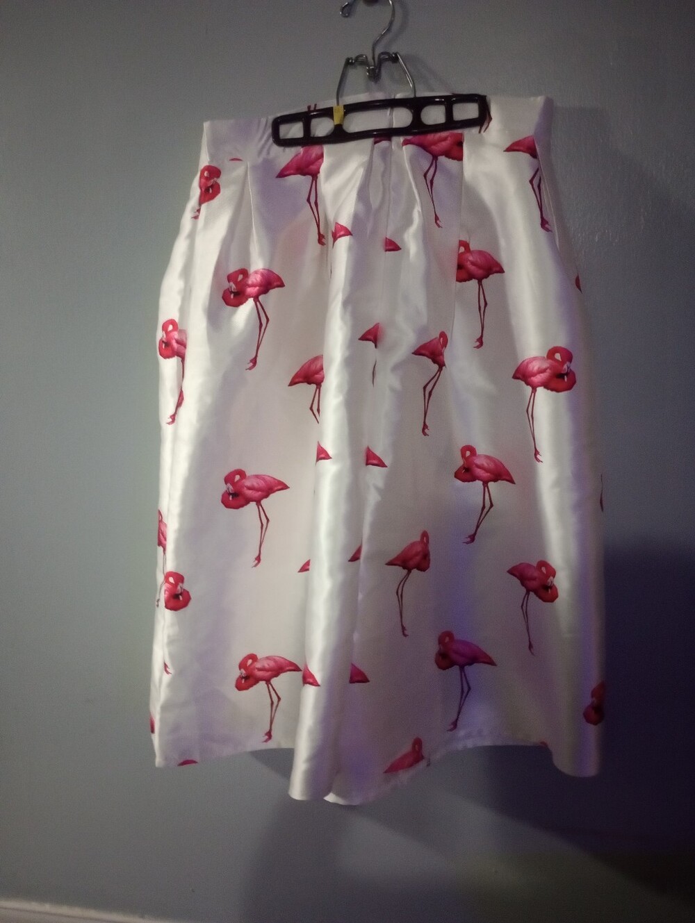Chicwish Cream A-Line Skirt with Pink Flamingo Print